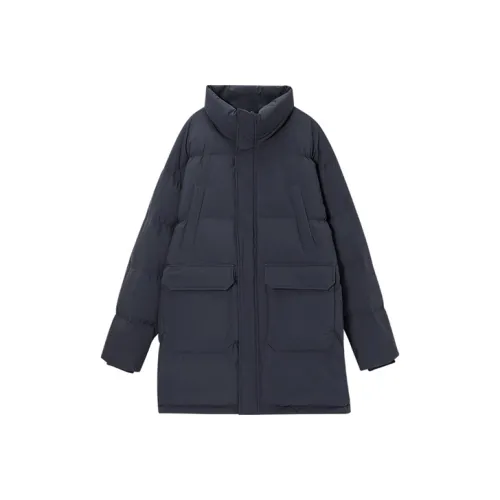 DKNY FW22 Однотонный Воротник-стойка Утолщенный Пуховик Мужской Темно-серый