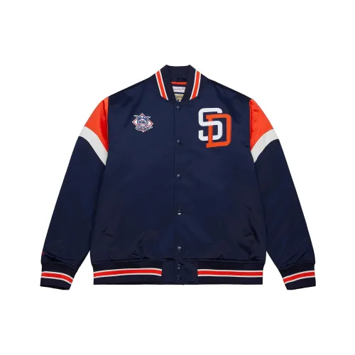 MITCHELL NESS Тяжелый Сатиновый Куртка SAN DIEGO PADRES Куртка Мужская Синяя