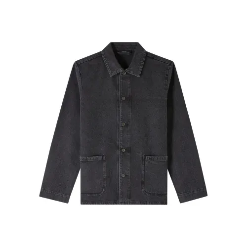 A.P.C FW24 Куртки и Пальто Мужской Каменная Стирка Черный