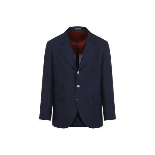 BRUNELLO CUCINELLI SS25 Бизнес-костюм Пальто Мужской Морской Синий