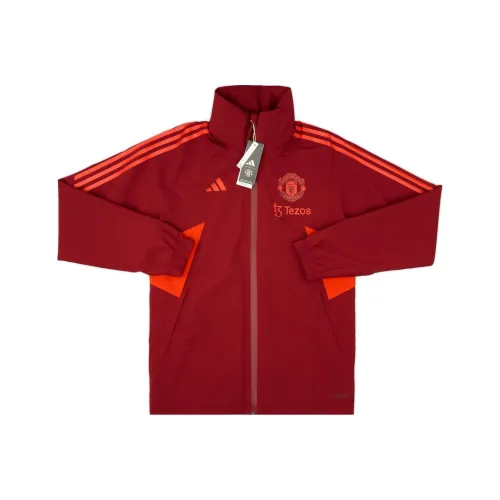 Adidas 2023 24 Manchester United Adidas Rain Jacket Куртки Пальто Унисекс Красный