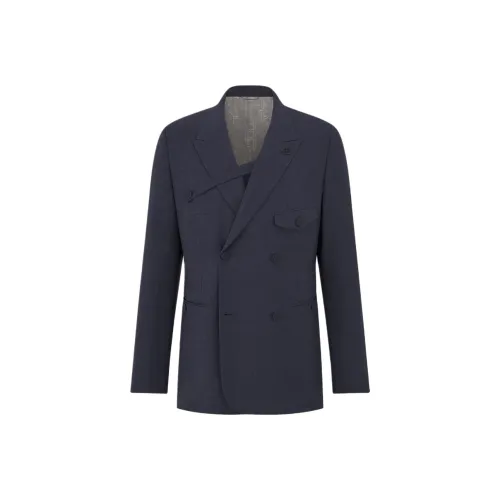 DIOR SS25 Бизнес-костюм Пальто Мужской Синий