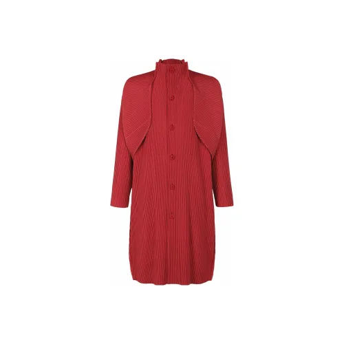 Homme Plissé Issey Miyake Red Men's Coat Homme Plissé Issey Miyake Красный Мужской Пальто