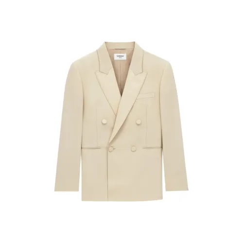 SAINT LAURENT FW24 Бизнес-костюм Пальто Мужской Бежевый