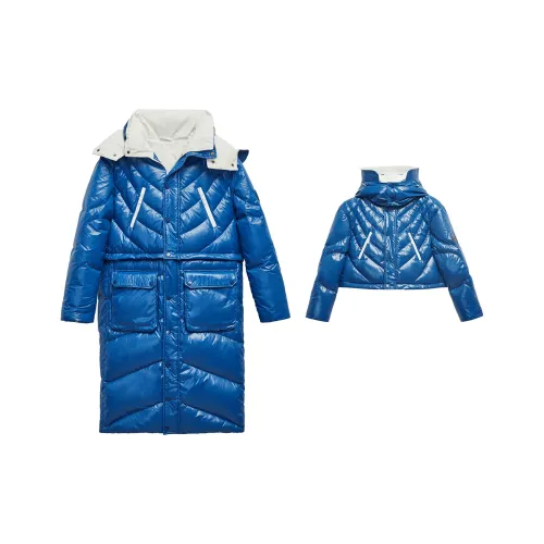 DENGYAN Однотонный с капюшоном свободный крой длина пуховик унисекс