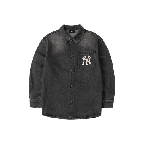 Mlb Base Logo Джинсовая Куртка Унисекс Угольный Серый