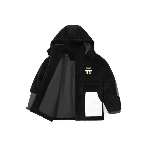 GENANX Съемный капюшон свободный крой хлопковый пуховик унисекс черный