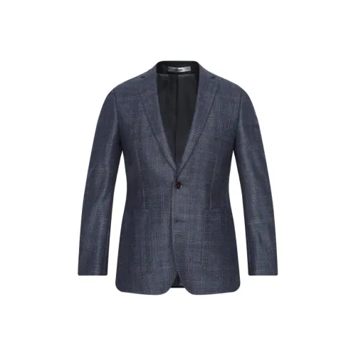 DIKENI Бизнес-костюм мужской синий смешанный клетка