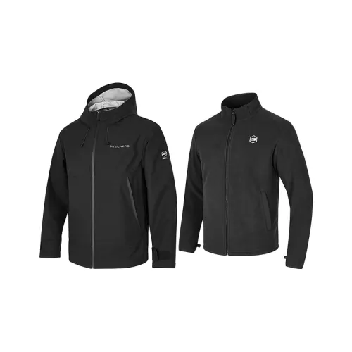 Skechers Водонепроницаемый Ветрозащитный Термический Водоотталкивающий Ветровка Мужская Угольно-черный
