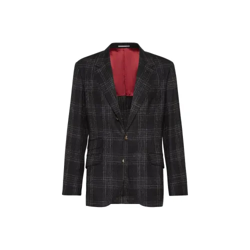 BRUNELLO CUCINELLI SS25 Бизнес-костюм Пальто Мужской Угольный Серый