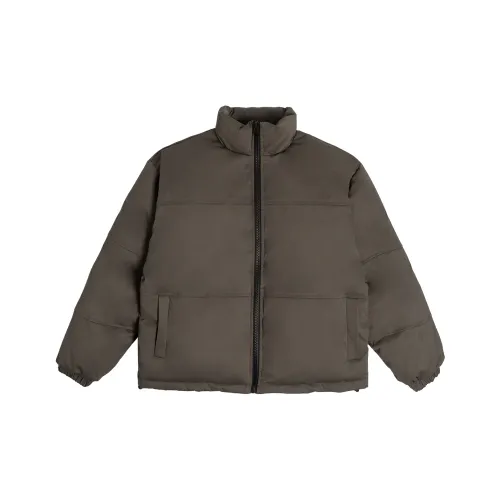 Bodydream Воротник-стойка Свободный крой Утолщенный And Флисовая подкладка Короткий пуховик Мужской Темно-армейский зеленый