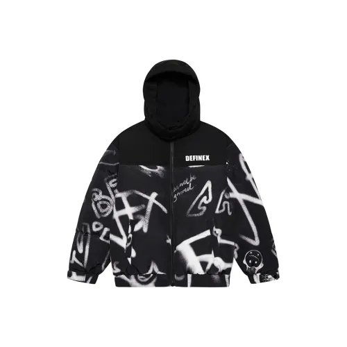 DEFINEX Воротник-стойка свободный крой утолщенный пуховик унисекс черный