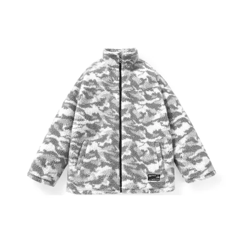 GENANX Буква Воротник-стойка Свободный крой Пуховая куртка Унисекс Серый Абрикосовый Серый