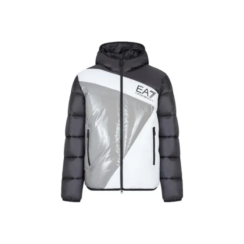 EMPORIO ARMANI EA7 Хлопковый пуховик Мужской Серый Белый