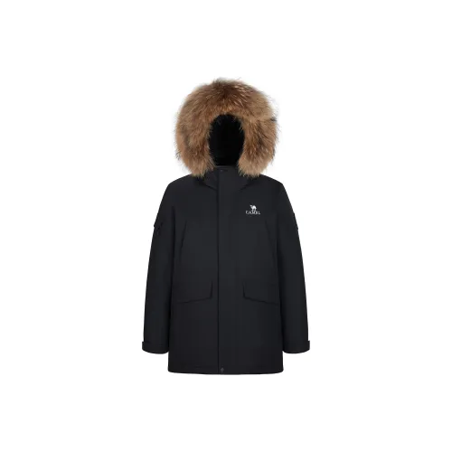 CAMEL Однотонный Повседневный Ветрозащитный и Водонепроницаемый Термический Съемный Шапка MID Длина Пуховик Унисекс