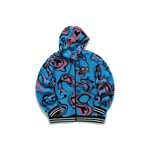 FILA FUSION X MARCELO BURLON Бархат Feel Куртка Унисекс Синий Леопардовый принт