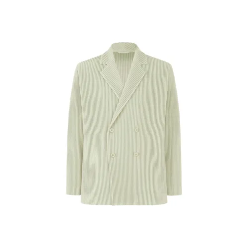 Homme Plissé Issey Miyake Бизнес-костюм Пальто Мужской Морозно-серый