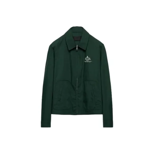 PRADA Хлопковая Смешанная Блоуз Куртка Куртки и Пальто Мужской Зеленый