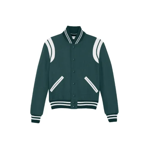 SAINT LAURENT Бейсбольная куртка Мужская Зеленая