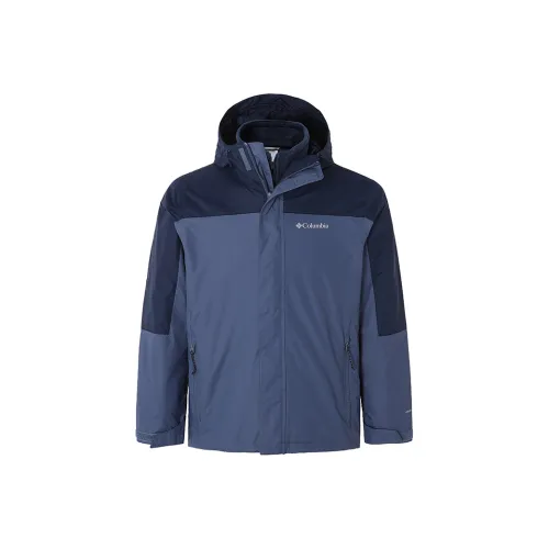 Columbia совместный бренд Поход Водонепроницаемый Ветрозащитный Защита от ультрафиолета Устойчивый к истиранию Тепловая ветровка Мужской Темно-синий