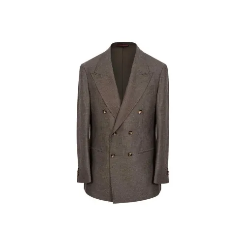 CULTUM Бизнес-костюм мужской коричневый серый в полоску одиночный костюм