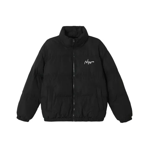 NOCAO Однотонный Воротник-стойка Свободный крой Пуховая куртка Унисекс