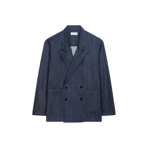 DRIES VAN NOTEN Бизнес-костюм Пальто Мужской Индиго