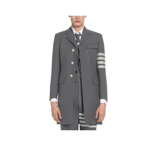 THOM BROWNE· Средний серый ткань вязаная плетение костюм высокий вырез 4 барная стойка пальто пальто мужской средний серый