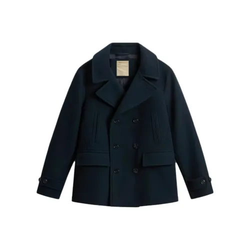 WOOLRICH Пальто Мужское Мелтон Синий