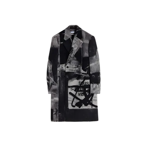 Off Белый FW21 Черный Мужской Пальто