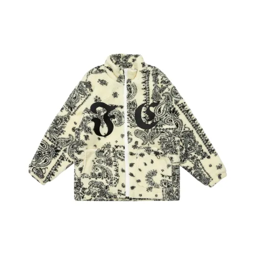 FEICHAI Буква Воротник-стойка Свободный крой Утолщенный Пух Унисекс Айвори