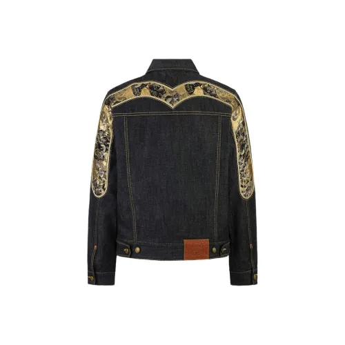 EVISU Denim Черный Мужской Джинсовая Куртка