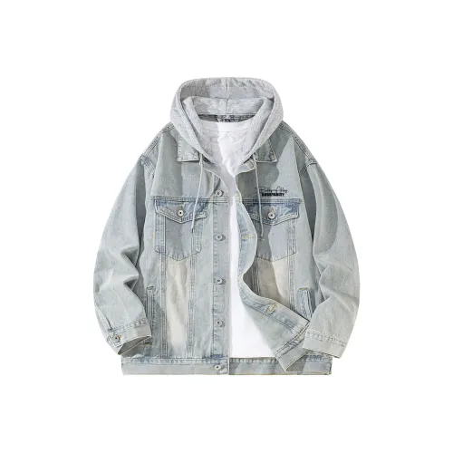 BOBBY ABLEY Denim Jacket Unisex Vintage Blue With Hood K718