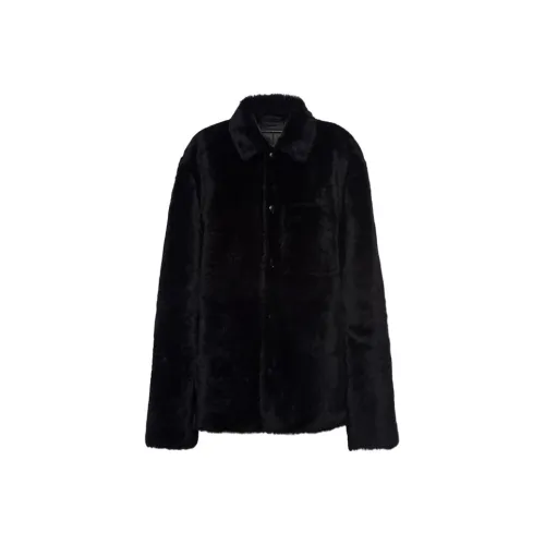 PRADA FW23 Velvet Feel Coat Men's Black