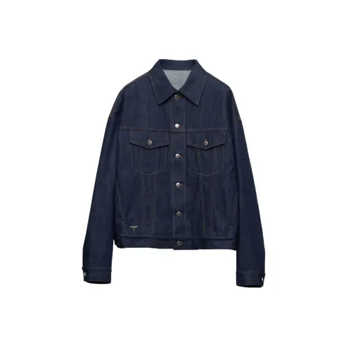 PRADA SS24 Denim Jacket Men's Navy Blue