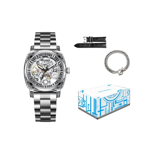 MXXSEE Автоматический Механический Механизм Нержавеющая Сталь Ремешок Часы Мужские Белый Циферблат