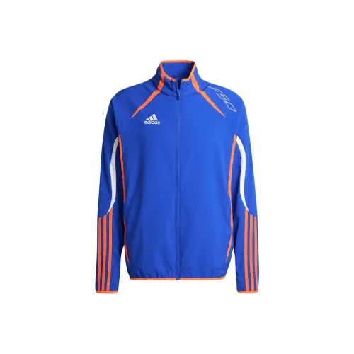 Adidas Ткани вязаные Куртка Спортивный ретро стиль Воротник-стойка Куртки Мужской Ярко-синий