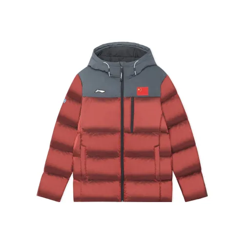 Мужская пуховая куртка красный кирпичный цвет