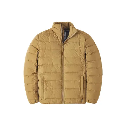 Timberland Однотонный Воротник-стойка Свободный крой Пуховик Мужской Пшеница