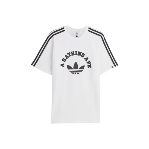 Adidas Originals x A BATHING APE A BATHING APE Co Бренд SS25 T-Shirt Унисекс Белый