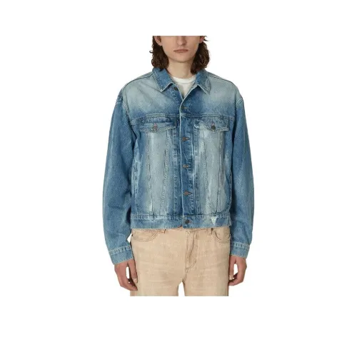 GUESS Blue Men's Denim Jackets GUESS Синий Мужской Джинсовые Куртки