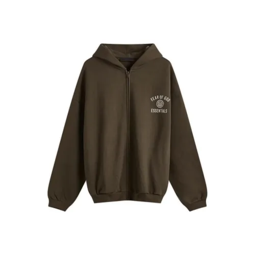 Fear Of God Essentials FW24 Heavy Fleece Full Zip Hoodie Hoodie Men's Umber Brown Brown