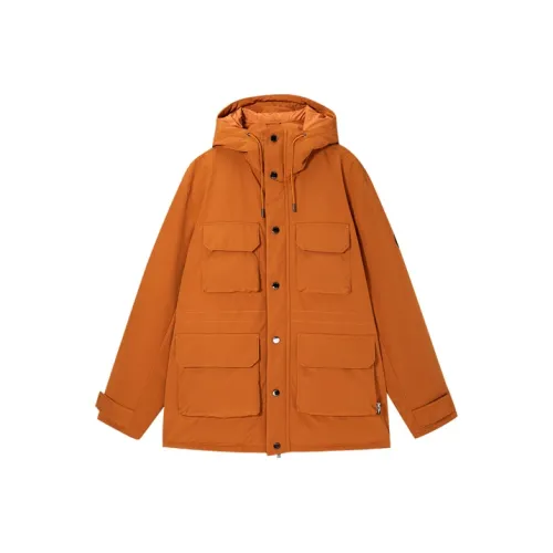 DKNY FW22 Однотонный С капюшоном Утолщенный Пуховик Мужской Оранжевый Красный