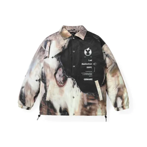 GENANX Отложной воротник свободный крой хлопковый пуховик унисекс