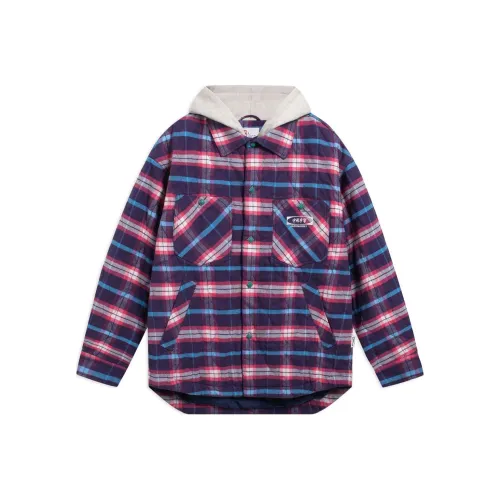 LINING Фиолетово-серый фиолетовый комплект клетчатый унисекс объемные куртки (пуфы)