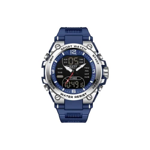 Rlychee Электронный + Кварцевый механизм TPU Ремешок Часы Мужские Черный циферблат