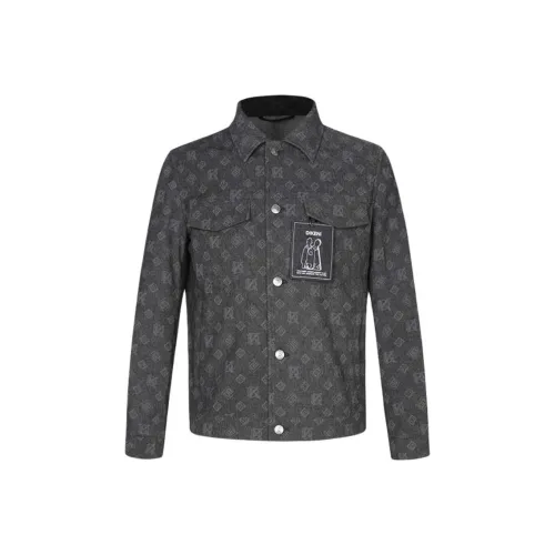 DIKENI Denim Куртка Мужская С принтом Синий