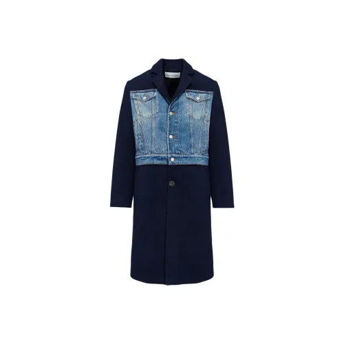 Alexander McQueen Hybrid Overcoat в темно-синем синем промытом пальто мужское морского синего цвета