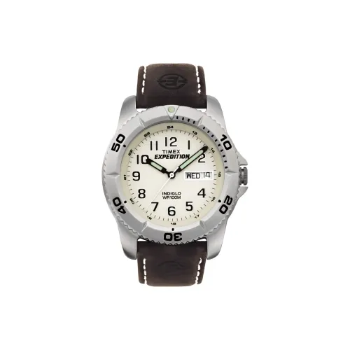 TIMEX Наручные часы Кварцевый механизм Кожаный ремешок 40 мм Белый циферблат Мужские часы