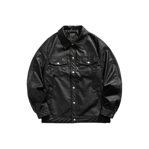 REFAMES Кожа Куртка Унисекс Черный